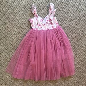 Size 2 Girls pink floral soft tulle dress
